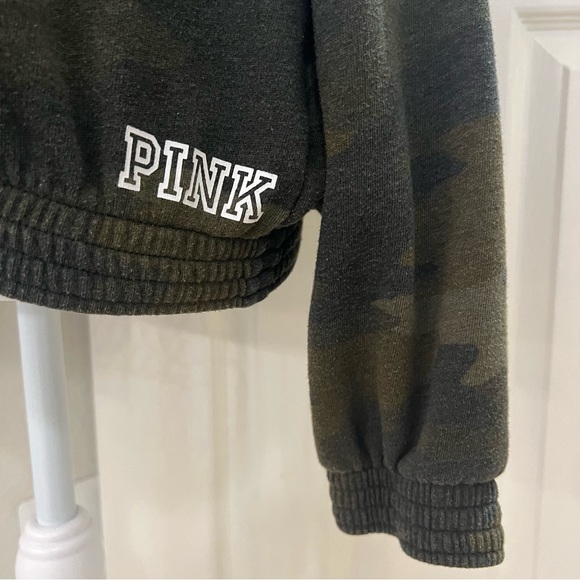 VS PINK Green Camouflage Quarter Zip Sweatshirt - Picture 3 of 5